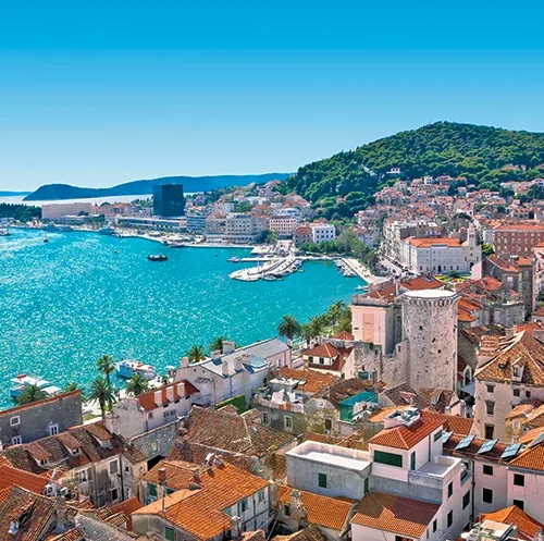 Split Croatia waterfront and Marjan hill view - Getty-rev